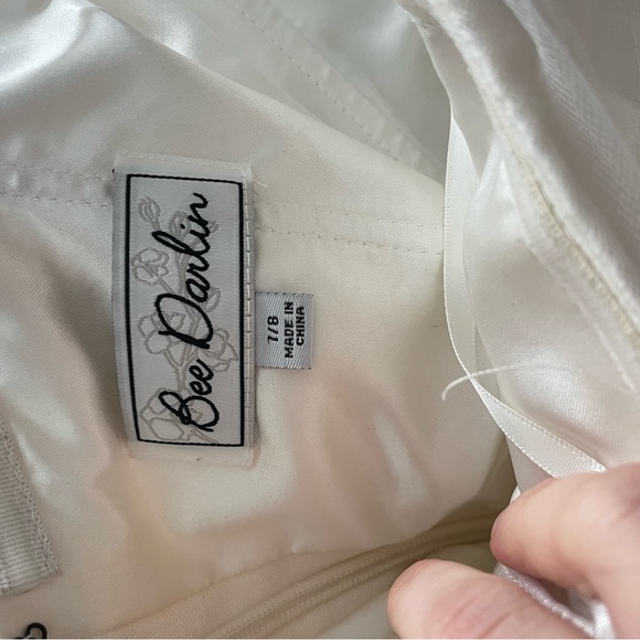 White with beading hoco dress strapless - Picture 3 of 5